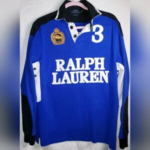 Ralph Lauren Blue and Black Long Sleeve Polo Shirt